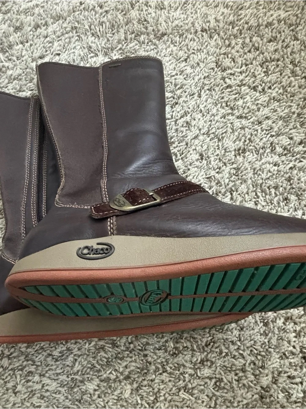 Women Brown Waterproof Mid-Calf Boot Buckle chaco Mara brown leatger 7.5 8 mint